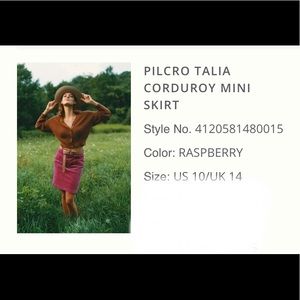 Pilcro Anthropologie Tali corduroy mini skirt
